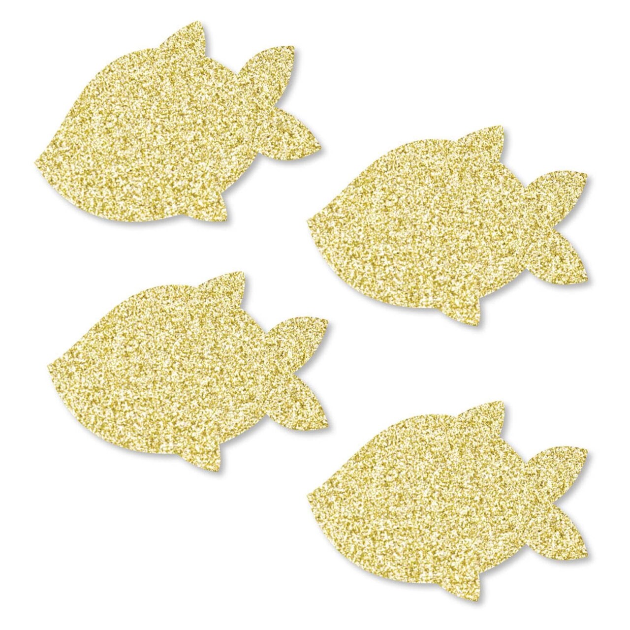 Big Dot of Happiness Gold Glitter Fish - No-Mess Real Gold Glitter Cut-Outs - Let's Go Fishing Birthday Party or Baby Shower Confetti - Set of 24